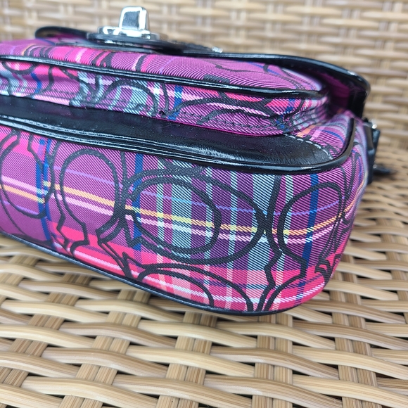 Coach Tartan Plaid Poppy Signature Small Penny Flap Shoulder Bag Purse Purple - Picture 12 of 16